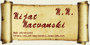 Mijat Mačvanski vizit kartica
